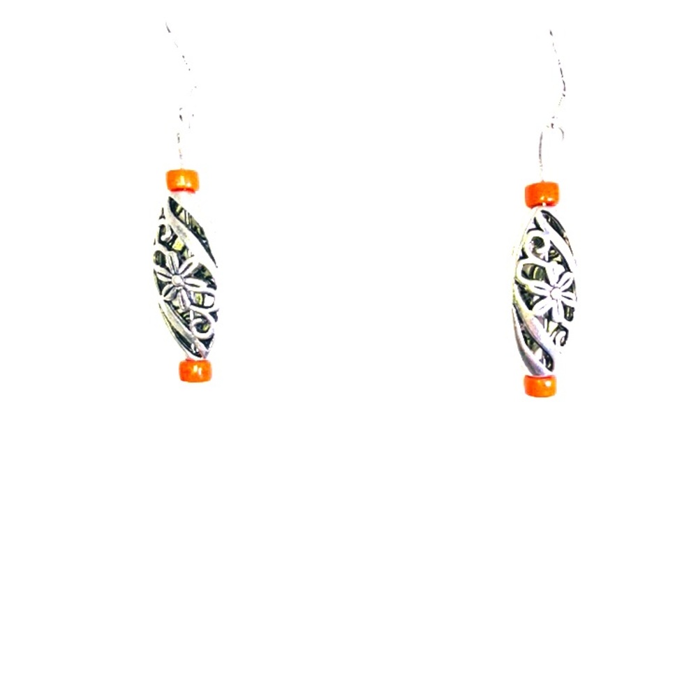 Star Crafts Flower Charm with Orange Turquoise